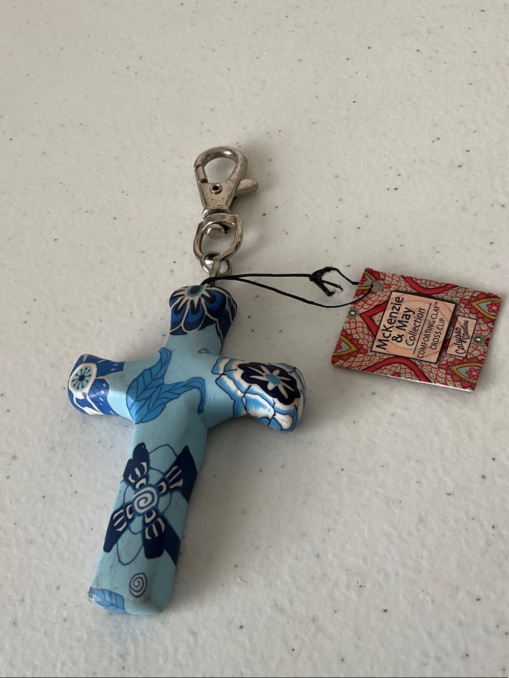 MacKenzie & May Blue Floral Cross Charm with Clasp
